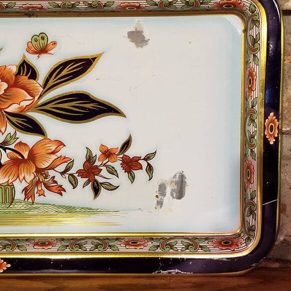 4 Vintage Serving Trays, Daher Ware Rectangle Floral, TV Lap Tray - Picture 2 of 8